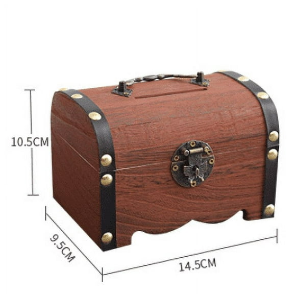 Vintage Treasure Storage Box Bank Organizer Saving Box Case With Lock For Home