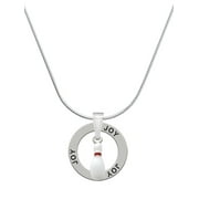 Delight Jewelry Silvertone Bowling Pin Joy Ring Charm Necklace, 18"