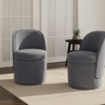 thumbnail image 5 of AFO 360° Swivel Accent Chair Set of 2,Modern Upholstered Barrel Chair with Hidden Storage for Living Room Bedroom,Dark Grey, 5 of 6