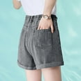 thumbnail image 6 of Mqqzkk Women'S Solid-Color Spring And Summer Denim High-Waisted Pocket Casual Shorts, 6 of 6