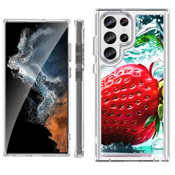 Shockproof Bumper Phone Case for Samsung Galaxy S23 Ultra 5G, by OneToughShield ® - Stawberry