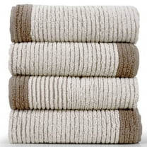 Luxury Cotton Hand Towels Set of 4, Jacquard Weave Bathroom Towels 28x14 Inches - Ultra Absorbent Quick-Dry Face Towels (Light Brown)