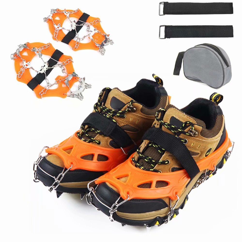 19Stud Ice Cleats Snow Grips Overshoes Boots, AntiSlip Rubber Portable Walk Traction Cleats