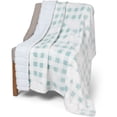 thumbnail image 2 of Knit Printed Throw Faux Fur Rev. 48X60 Aqua Plaid Bear Rustic Cabin, 2 of 3