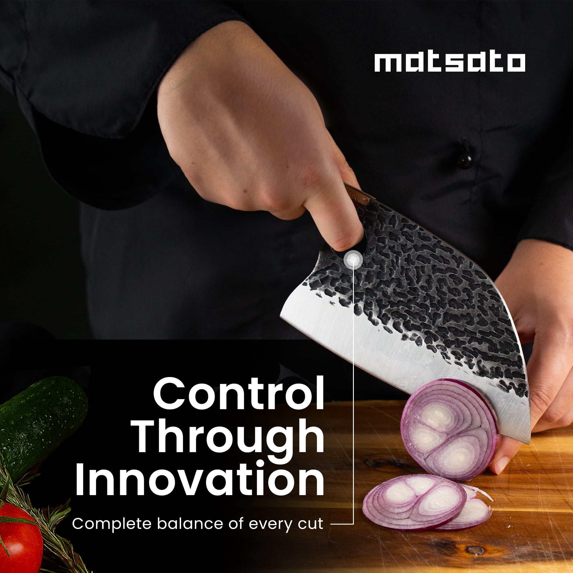 Matsato Cleaver Knife – 5.8 inch,  Japanese Steel Butcher Knife for Meat & Vegetables