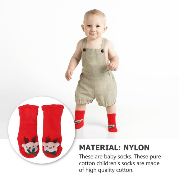 Kitandove 1 Pair Snowman Stockings Red Nylon Cotton Breathable Hygroscopic for Baby Kids Christmas