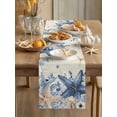 thumbnail image 2 of Retro Sea Stars Shells Eucalyptus Leaves Table Runner 13x48in Non-Slip Cotton Linen Table Runners, Marine Life Dresser Scarves TableRunner for Dinner Kitchen Dining Wedding Party, 2 of 9