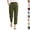 28# Army Green, variant on Women's Linen Cropped Pants High Waist Single Button Fly Side Pants Ankle Straight Leg Casual Trousers Beige XXL
