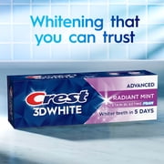 Crest Toothpaste, 3D White Advanced Teeth Whitening Toothpaste, Radiant Mint, .85 oz Travel Size