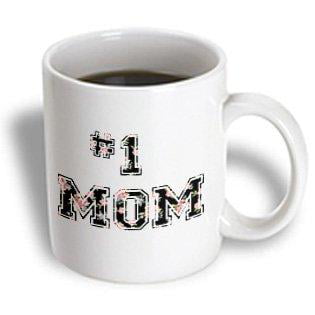 3dRose #1 Mom - Number One Mom in black and pink floral print for worlds greatest and best Mothers day, Ceramic Mug, (Best Mothers Day Gifts For New Moms)