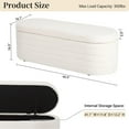 thumbnail image 2 of 45.5-inch Modern Teddy Sherpa Storage Ottoman Bench, Upholstered Fabric Bench for Bedroom End of Bed, Oval White Boucle Storage Ottoman for Living Room, Entryway, Small Apartment, 2 of 8