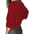 thumbnail image 4 of STARVNC Women Solid Color V Neck Lace Stitching Buttons Long Sleeves Sweater, 4 of 4