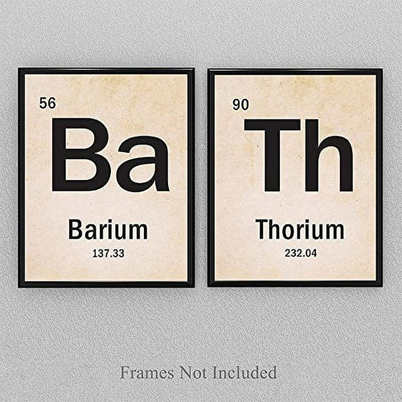 BATH Science Periodic Table of Elements - Set of 2-11x14 Unframed Art Prints - Funny Geek Chemistry Themed Bathroom Decor