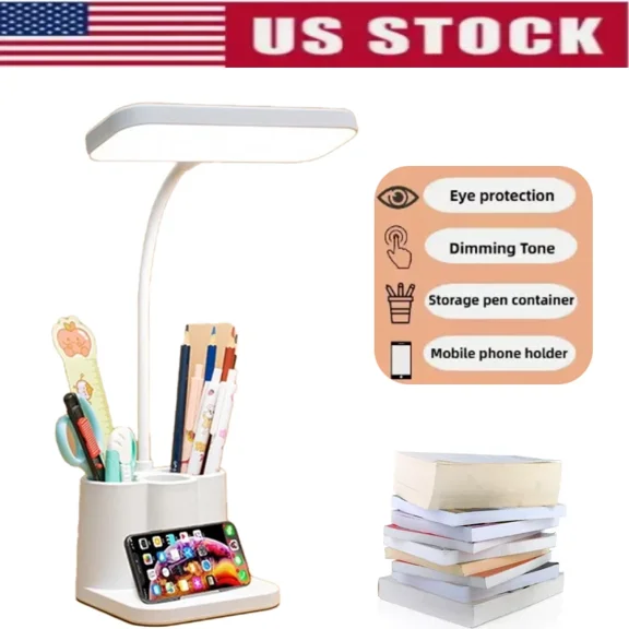 Led Desk Light Touch Sensor Table Bedside Reading Lamp Usb Rechargeable Dimmable