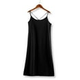 thumbnail image 2 of Arnsht Women's Basic Satin Silky Full Slip Midi Loose Dress Fashion Solid Color V-Neck Cami Adjustable Strap Wear Nightgown Dresses Black L, 2 of 9