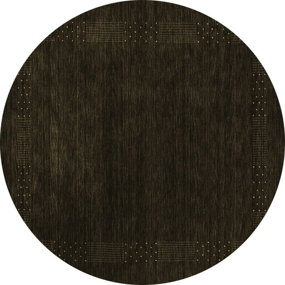 Ahgly Company Indoor Round Abstract Brown Contemporary Area Rugs, 6' Round