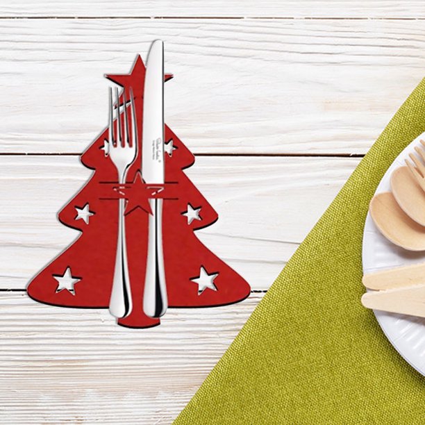 20 piezas bolsas de cubiertos de estilo navideño portátiles para decoración (árbol de Navidad rojo) JShteea Libre de BPA