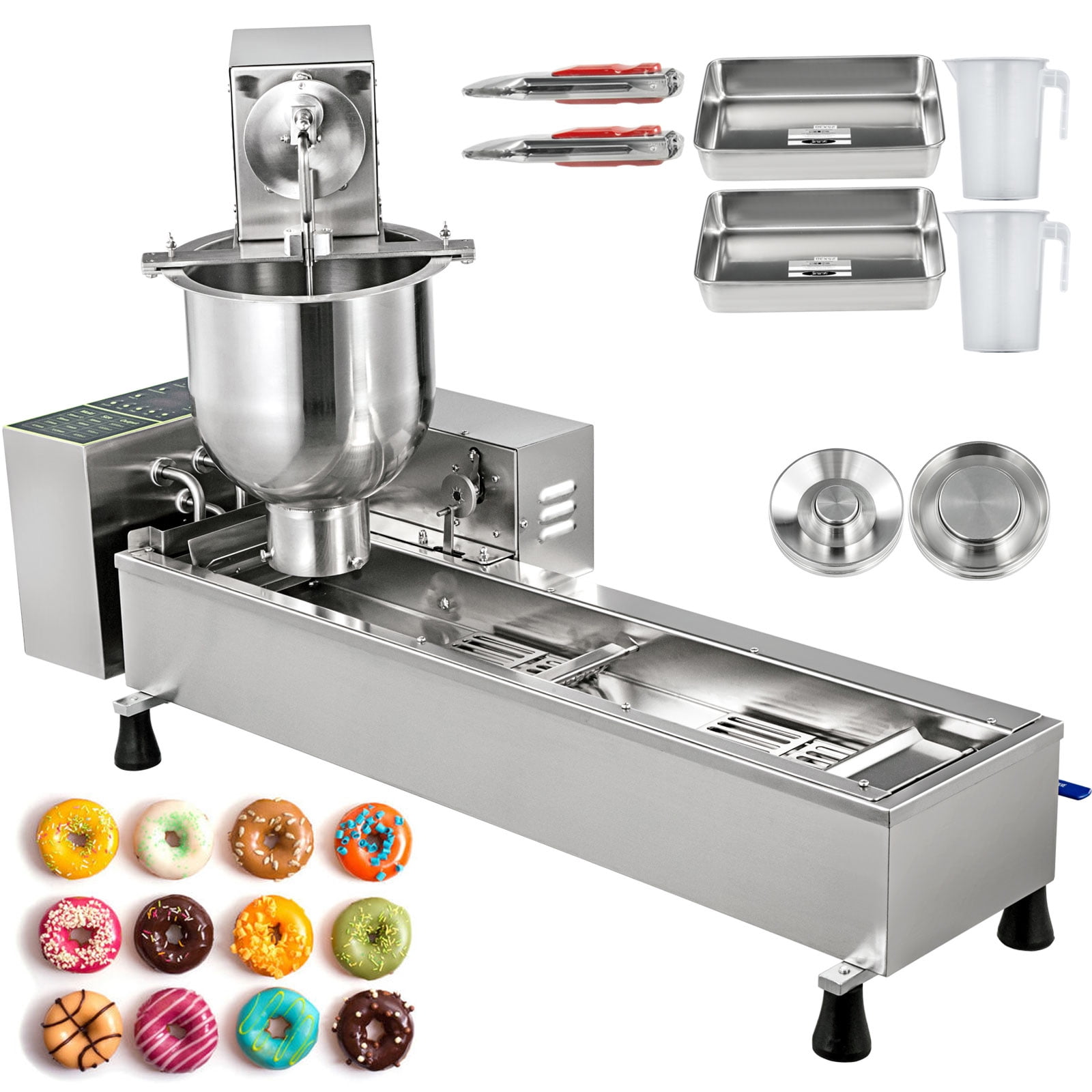 1500W 12 Donuts 2 Inch Commercial Electric Mini Round Doughnut Donut Maker with with Teflon Coated Stainless Steel Baker Machine Nonstick Doughnut Baker Maker Machine for Cafe Tea Shop