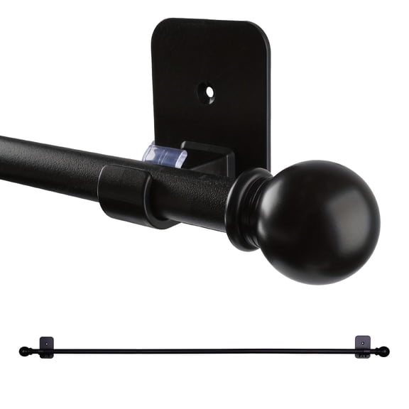 No Drill Window Curtain Rod 30-120" Adjustable, 5/8" Diameter Drapery Pole with Self Adhesive Brackets, Easy Install for Home & Renters