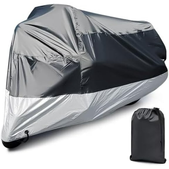 Motorcycle Cover Waterproof Outdoor - Universal Rainproof Snowproof Motorcycle Dust Cover with Lock-Holes and Storage Bag for Heavy Duty Motorbike, Moped, Dirt Bike, 96 x 49 x 41 Inch, XXL