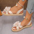 thumbnail image 5 of UTTOASFAY Women Shoes Summer Women Flat String Bead Sandals Bohemian Style Flower Buckle Strap Shoes Beige 9.5, 5 of 9