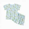 thumbnail image 4 of kaprioy Toddler Girl Pajama Set Strawberry Print Ruffle Short Sleeve Tee and Shorts 2 Piece Set Toddlers Girls Clothing, 4 of 4