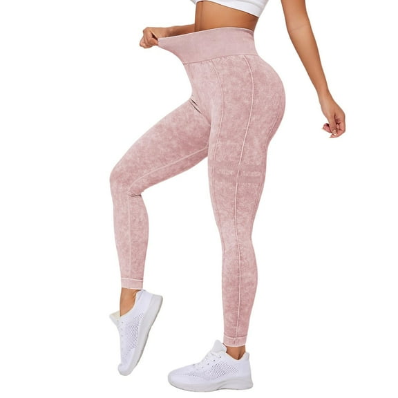 Arlun High Waist Stretch Tummy Lifting Yoga Pants for Women Fashion Marble Pattern Printed Sports Fitness Leggings Lightweight Breathable Workout Pant Light Pink S