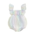 thumbnail image 2 of Baby Girls Summer Bodysuit 3M 6M 12M 18M Fly Sleeve Square Neck Tie-dye Print Bubble Fashion Jumpsuit, 2 of 9