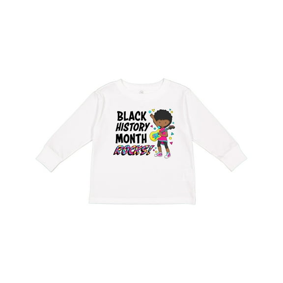 Inktastic Black History Month Rocks- Girl with Guitar Boys or Girls Long Sleeve Toddler T-Shirt