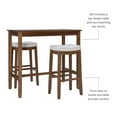 thumbnail image 5 of Linon Claridge 3-Piece Bar Height Tavern Set, Rustic Brown/Natural Linen Stripe, 5 of 9
