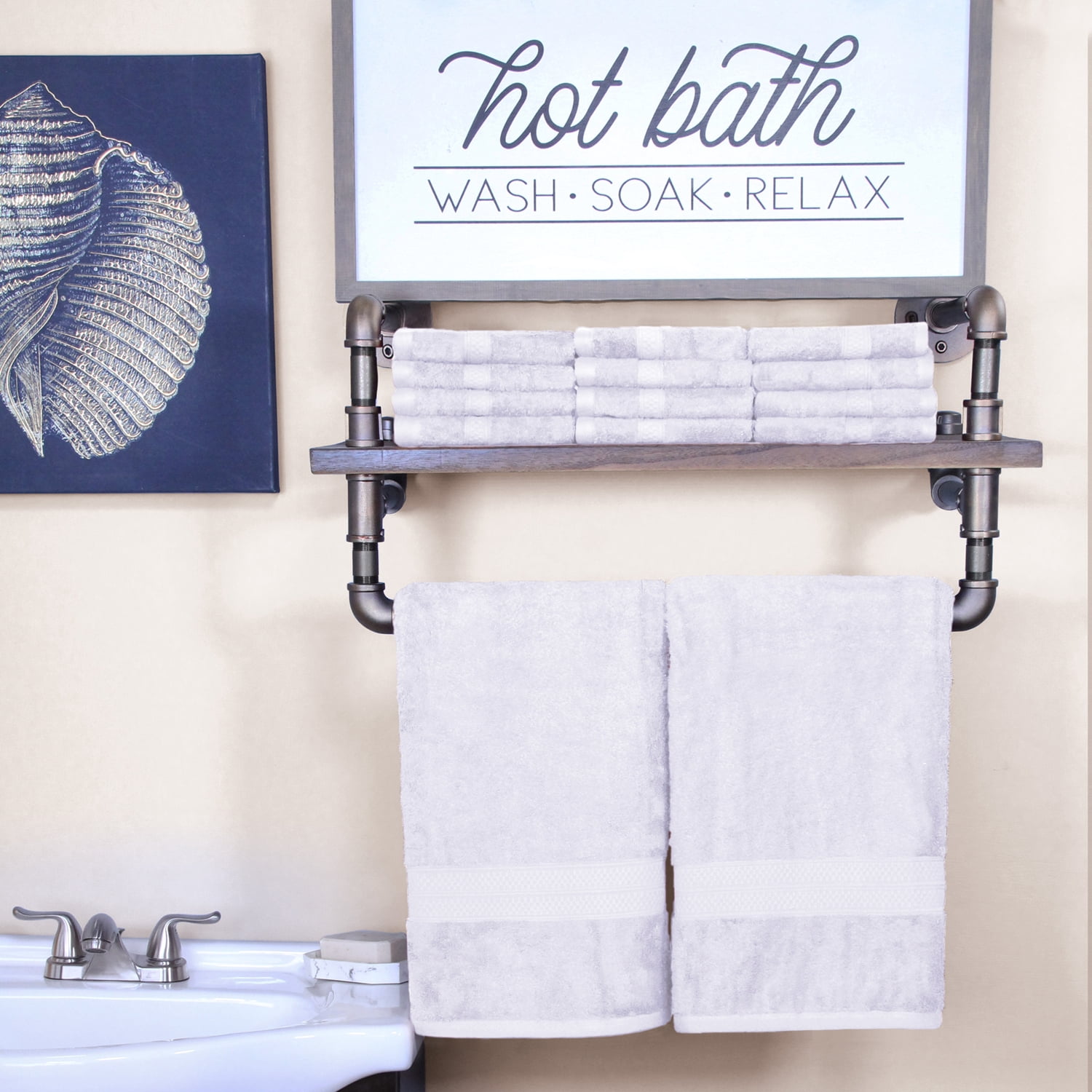 Superior 2 Piece Bath and 12 Piece Face Towel Set, Rayon From Bamboo and Cotton, Ivory