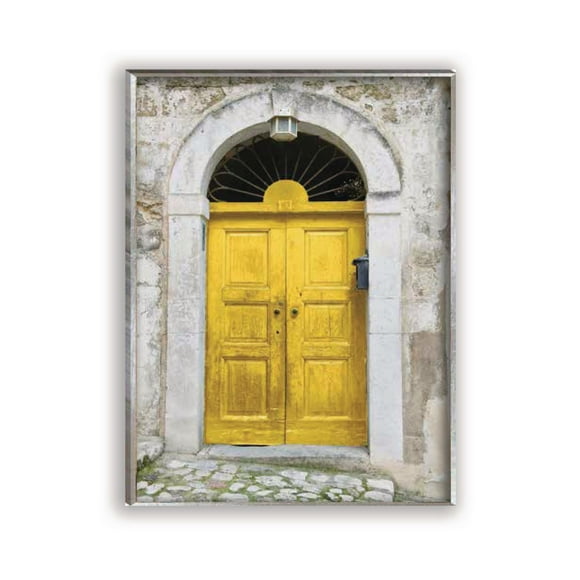 Artissimo Designs - Toile imprimée encadrée pour porte en bois jaune - 18 x 24 x 2