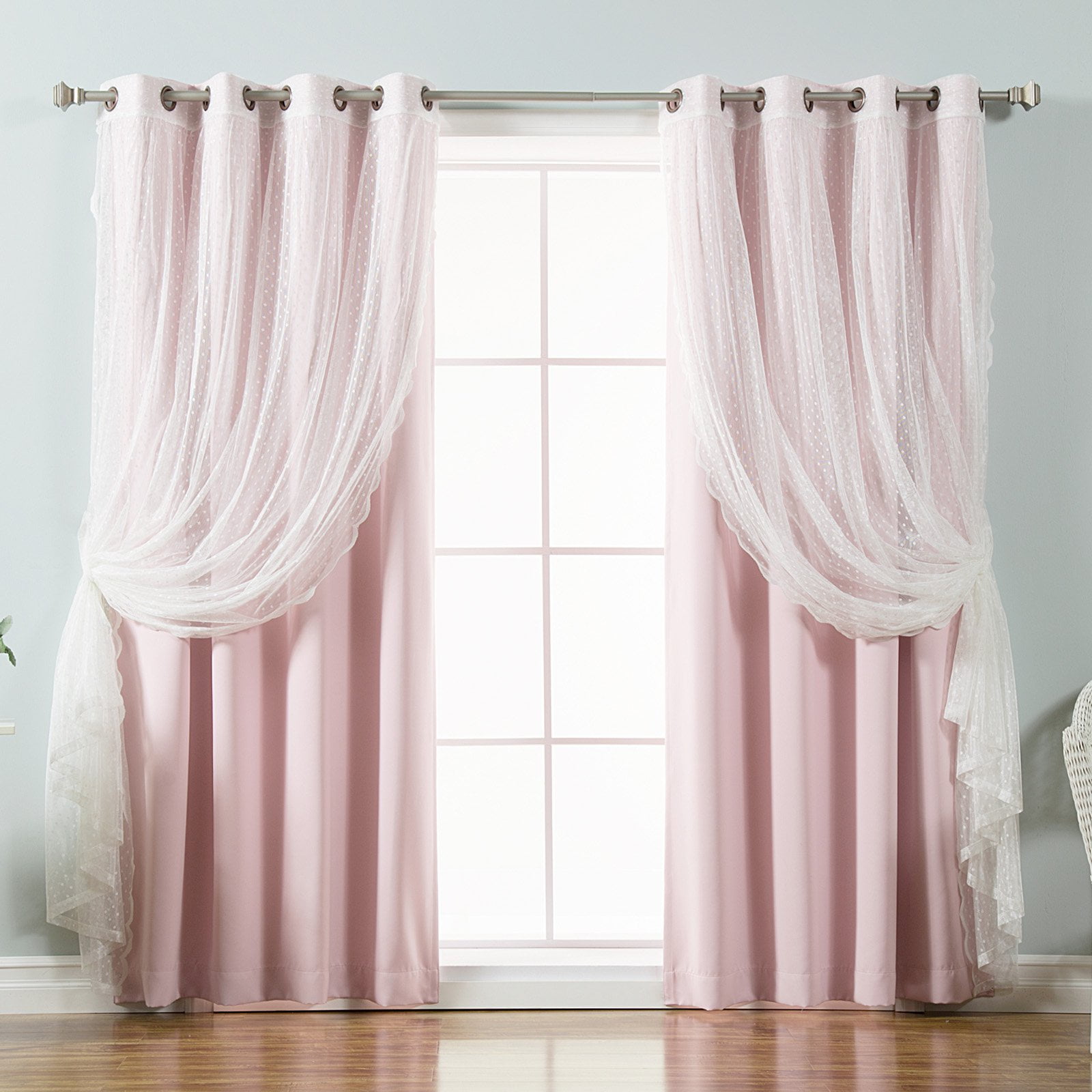 Best Home Fashion Dotted Tulle Blackout Mix & Match Curtain Panels