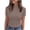 Brown, variant on Women's High Neck Tees Ribbed Short Sleeve T-Shirt with Scallop Trim Stretchy Summer Top Green S