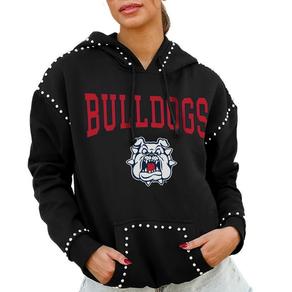 Women's Gameday Couture  Black Fresno State Bulldogs Studded Pullover Hoodie