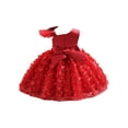 thumbnail image 2 of Zaldita Flower Girls 3D Butterfly Princess Dress Birthday Baptism Christening Dresses Pageant Party Formal Tutu Gown Red 9-12 Months, 2 of 7