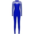 thumbnail image 5 of Raenseen Women Rhinestone Ballet Gymnastics Unitard One Piece Dance Bodysuits Acrobatics Uniforms Blue XL, 5 of 7