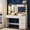 White: 35.4"NEW, variant on TOMNK Vanity Desk with Mirror, LED Lights and Power Outlet Makeup Vanity Table with 4 Drawers and 7 Storage Shelves Dressing Table for Bedroom Dressing Room (White)