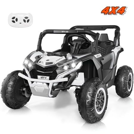 VIBESPARK 24V Kids Powered Ride on Car, 2WD/4WD Switchable Ride on UTV Car with 3-Speed Remote Control, Electric Toy Cars, Bluetooth, USB, LED Lights, Storage Space