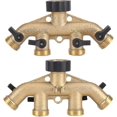 thumbnail image 1 of Distribuidor de manguera de 4 vías fabricado en latón macizo, con válvula de cierre, grifo y salidas, utiliza hasta 4 mangueras al mismo tiempo., 1 of 3