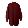 thumbnail image 3 of Qetyuw Turtleneck Sweater Dress for Women Crochet Knit Long Sleeve Pullover Dresses Chunky Casual Oversized Sweaters, 3 of 5