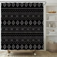 thumbnail image 2 of Boho Geometric Shower Curtain - 70"W x 84"H Black & White Aztec Southwestern Native Tribal Retro Mid Century Modern Farmhouse Decor Includes Hooks, 2 of 4