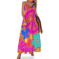 thumbnail image 1 of Vestido sin mangas con estampado de flores de paz y amor colorido y pop art brillante Vestidos largos con velo Vestidos de mujer para mujer, 1 of 7