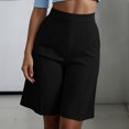thumbnail image 4 of vigerkar High Waist Bermuda Shorts Women Knee Length Wide Leg Dressy Casual Summer Pleated Front Work Shorts with Pockets, Tailored Office & Beach Versatile (Black, L), 4 of 7