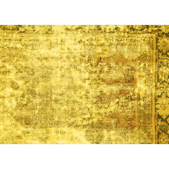 Ahgly Company Indoor Rectangle Abstract Yellow Modern Area Rugs, 5' x 7'