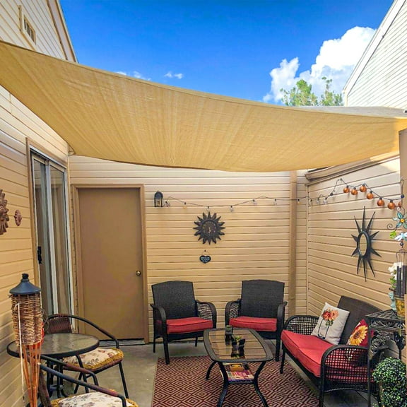 S.Y. Sun Shade Sail 10’ x 13’, Rectangle Outdoor Sun Sails Shade for Patio Carport Garden Backyard, Permeable UV Block - Beige