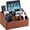 Brown, variant on PU Leather Desk Organizer, Remote Control Holder, Black | Luxury Nightstand Organizer for Home, Office Desk Accessories, Bedside Table Caddy with 5 Compartments, Velvet Lining