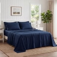 thumbnail image 5 of U by Bedsure Full Sheets Set, 4 Pieces Deep Pockets Cooling Soft Polyester Microfiber Bed Sheets Set, Navy Blue, 5 of 12