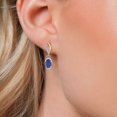 thumbnail image 3 of Gem Stone King 925 Silver and 10K Yellow Gold Blue Lapis and Lab Grown Diamond Earrings for Women | 2.87 Cttw | Gemstone Birthstone | Oval 8X6MM, 3 of 6