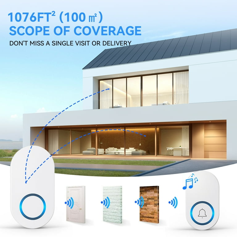 YOOVEE Wireless Doorbell Kit with 2 Receivers, 60 Chimes photo 3